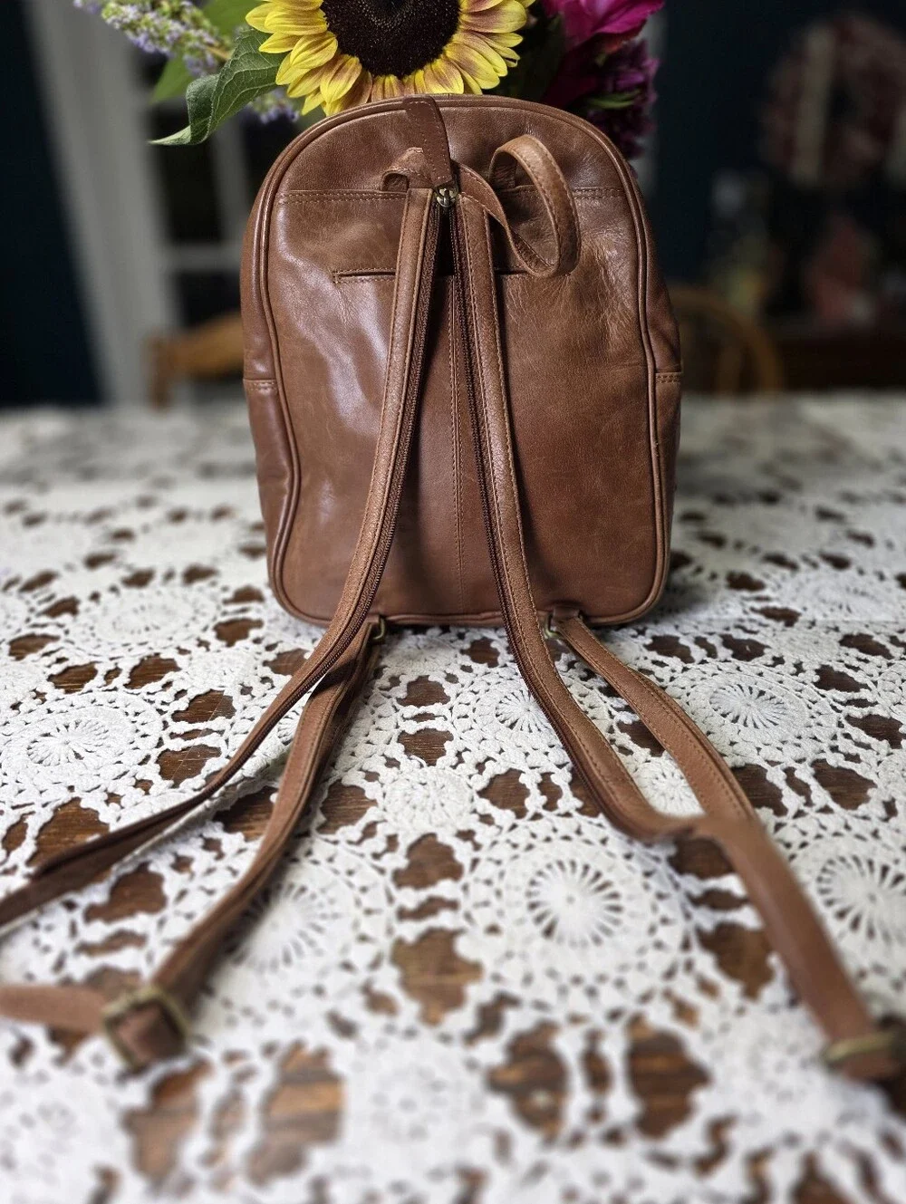 Tommy Bahama Weathered Leather  Small Backpack - Brown